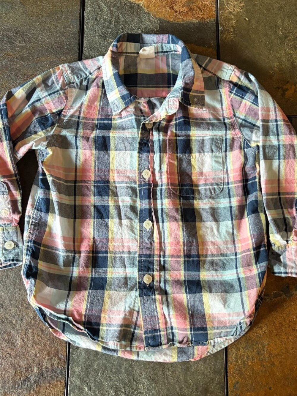 Baby Gap pastel plaid button down shirt, size 3T
